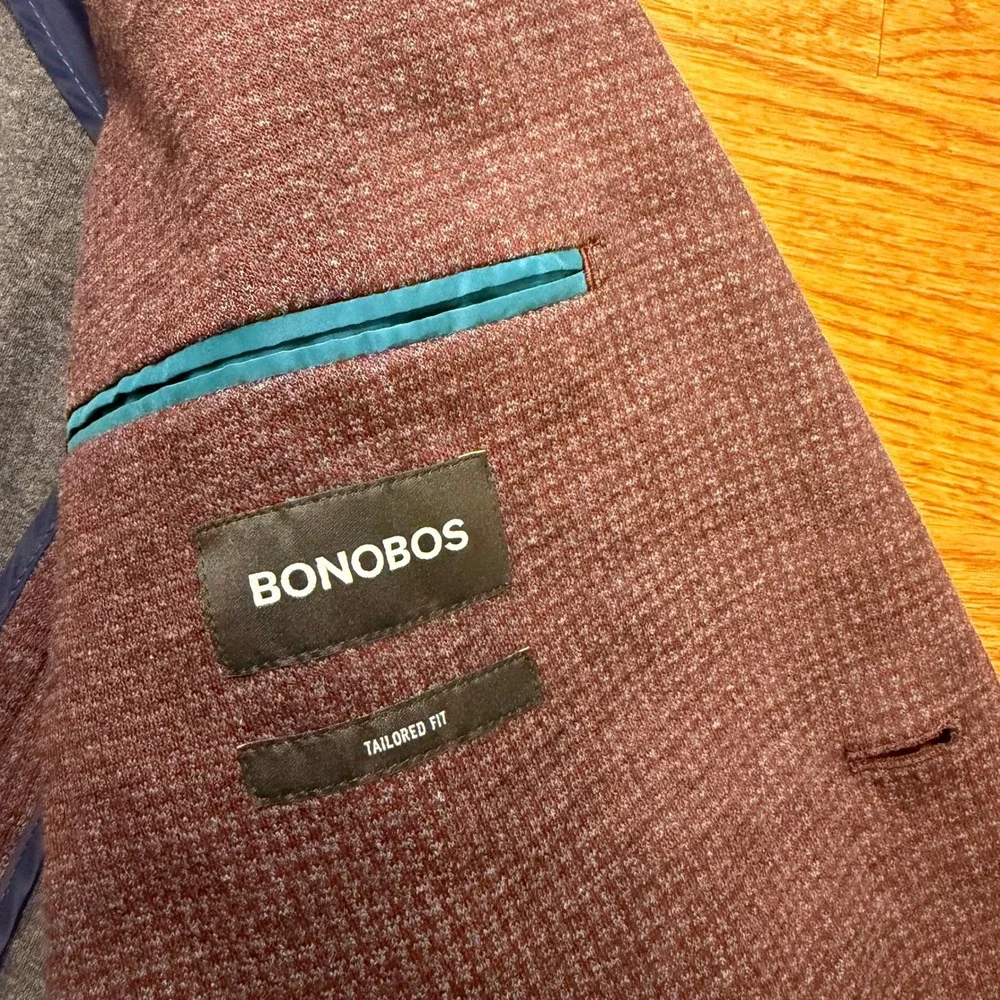 Bonobos Jetsetter Blazer 40R Burgundy Lanificio Fortex Unsturctured Tailored Fit